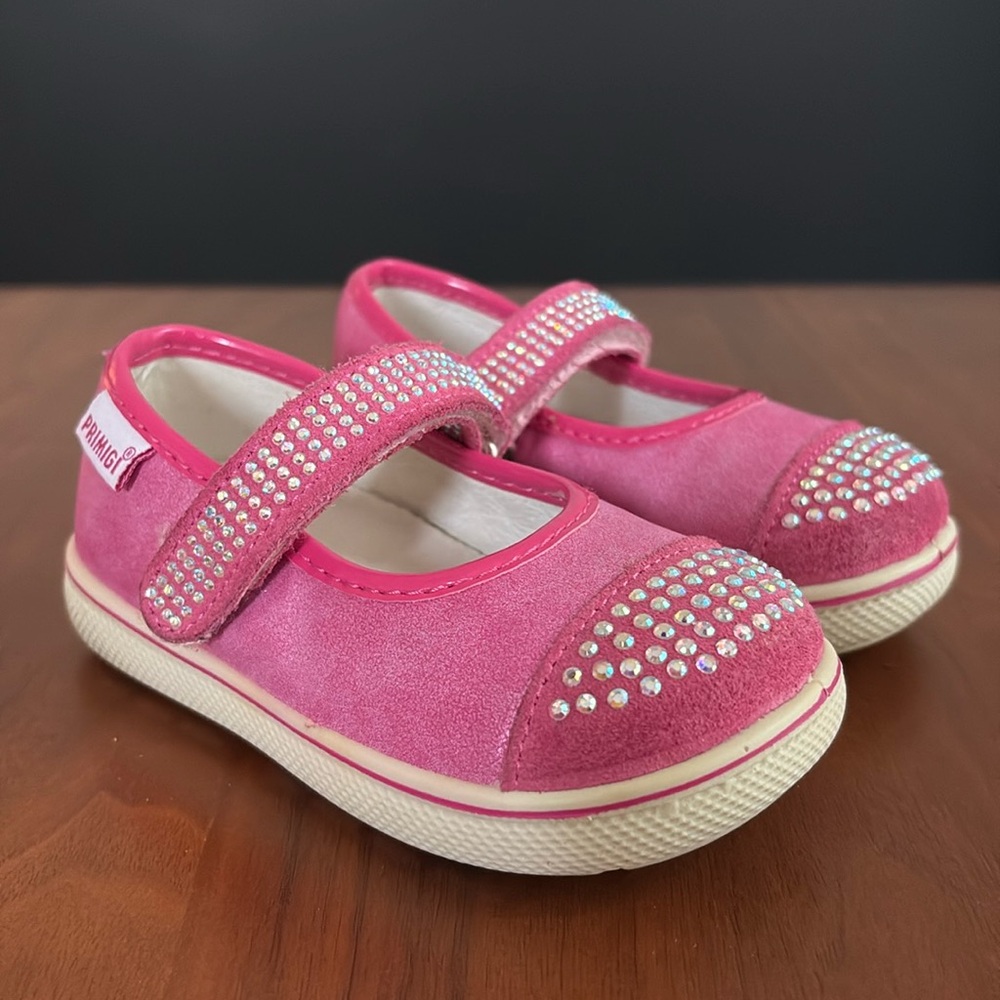 Primigi pink studded Mary Jane, pink leather, size 5.5